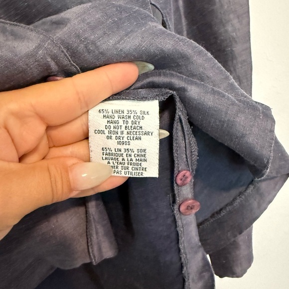 Eileen Fisher Womens Size Small Linen/Silk Blazer Shiny 3/4 Sleeve - Picture 3 of 4